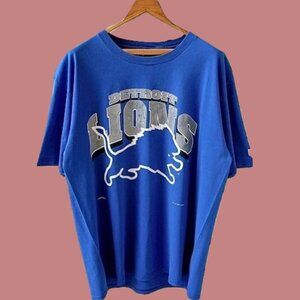 REMAKE 90s Detroit Lions NFL T-shirt Vtg Color Blue Detroit Lions Shirt Unisex